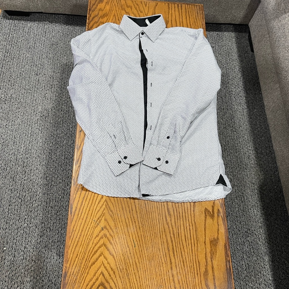 Men's Classic Black and White Patterned Shirt